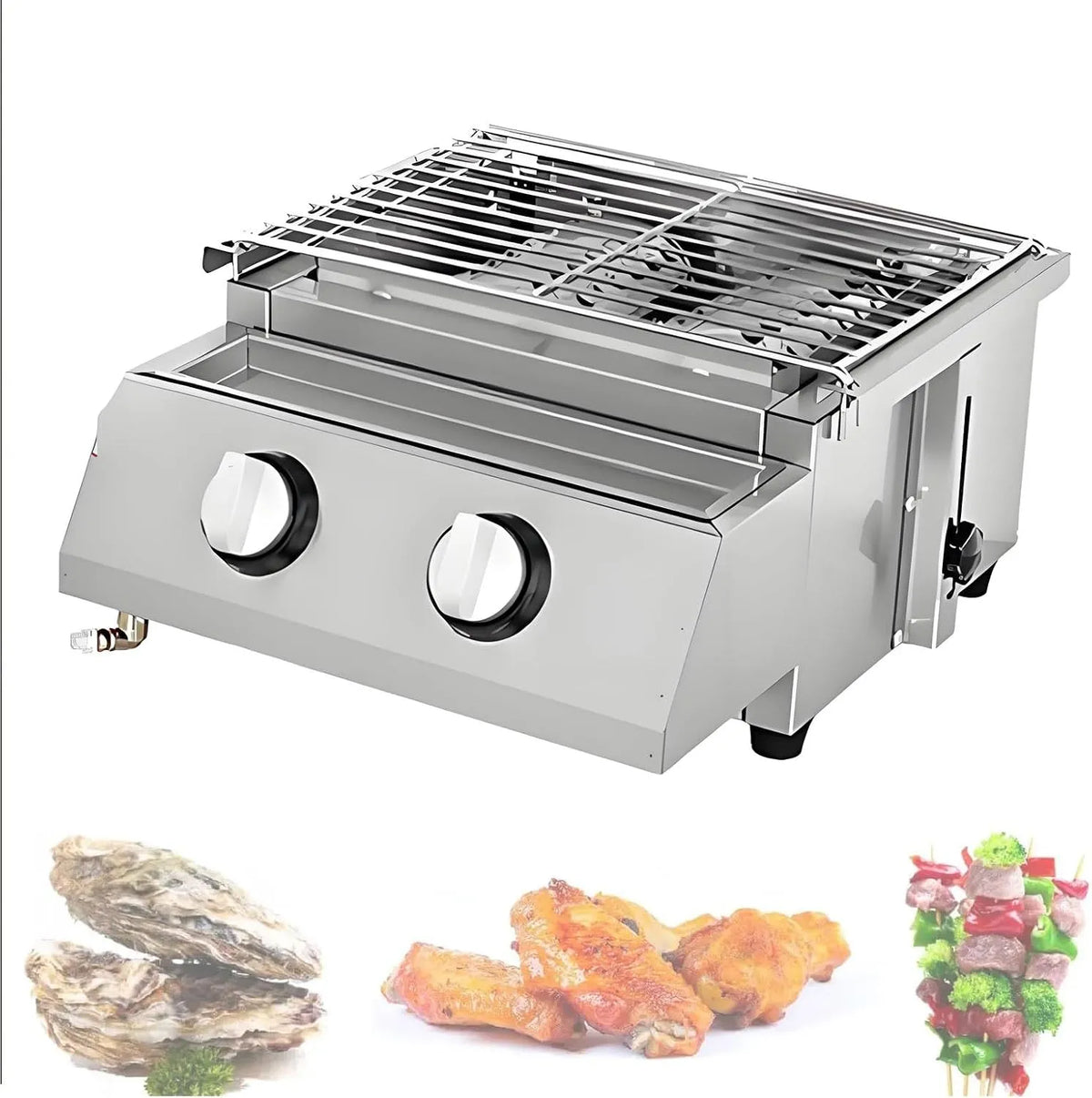 Tafelmodel Gasgrill, CommerciëLe Lpg-Gasbarbecue, Professionele Roestvrijstalen Barbecueplaat, Gasgrill Met Aparte Schakelaars