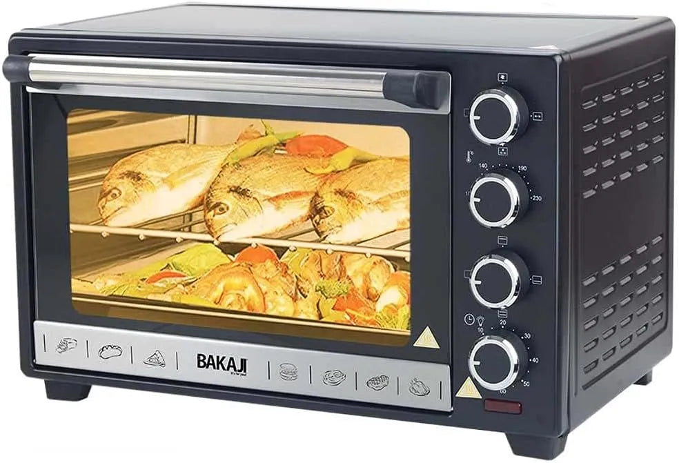Elektrische oven, 1600 W, timer, Bakaji Geventileerde, inhoud 38 liter, vermogen 1600 W, temperatuur tot 230 graden, 4 functies met binnenlicht