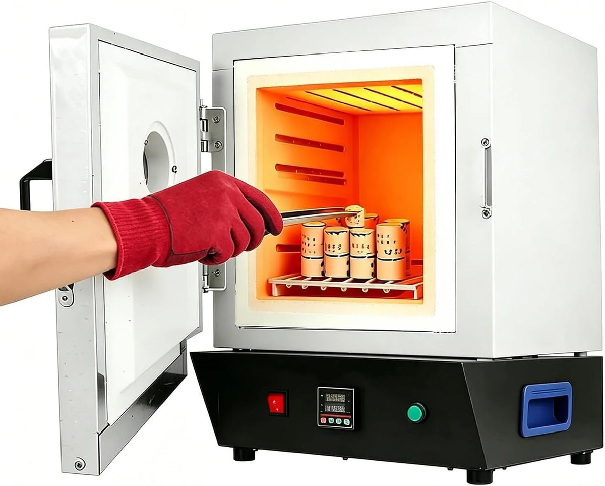 Elektrische oven, 1500W, 1150°C dempen oven met PID-controle en observatievenster voor warmtebehandeling, inclusief keramische vezels