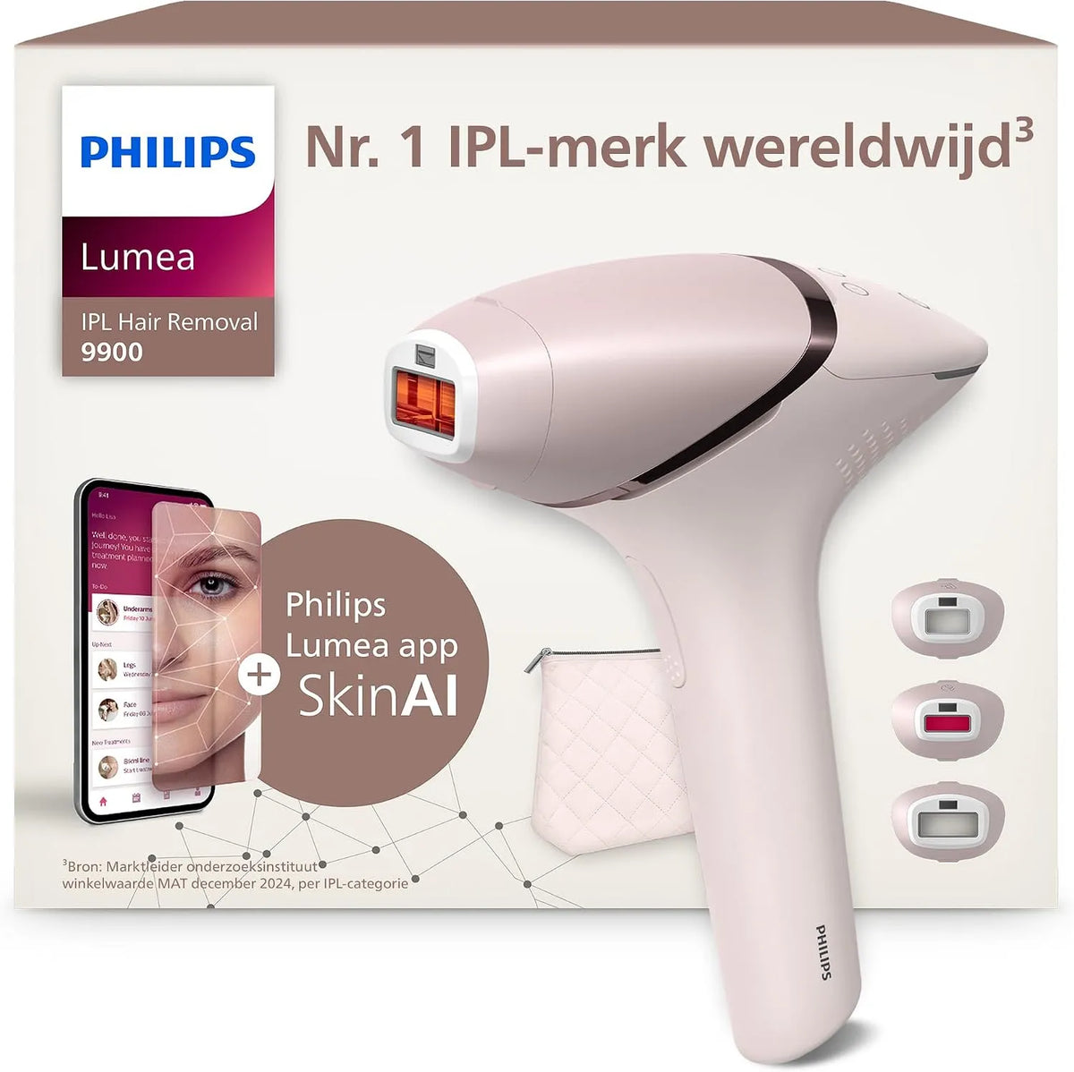 Philips BRI953/02 IPL-ontharingsapparaat, 3 opzetstukken, SenseIQ-technologie, SkinAI-functies, Lumea 9900-serie, alternatief laserontharing