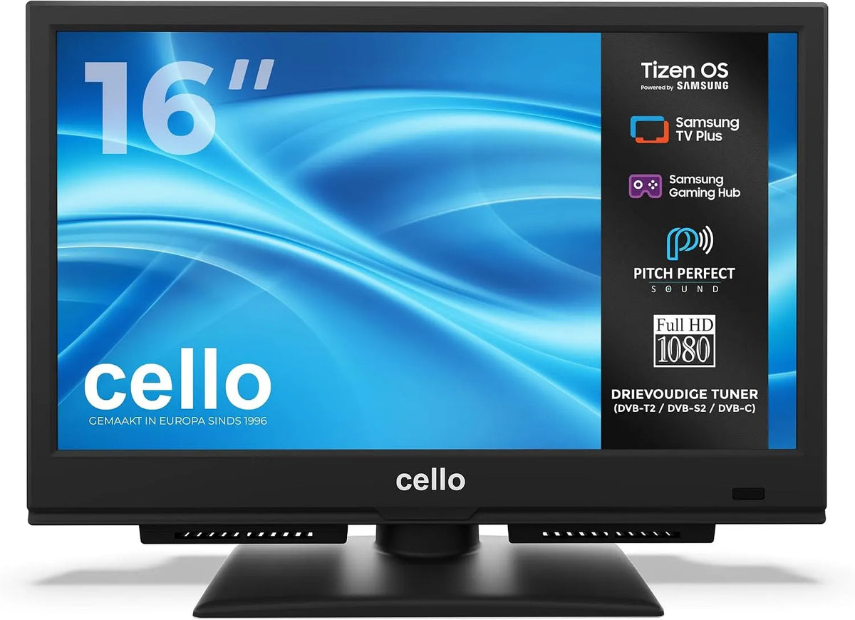 Samsung C1626TZH Smart TV, 16 inch, Bluetooth-connectiviteit, Cello 16 inch met Tizen OS van, 'Pitch '-geluid, voor keukens, alleen netvoeding