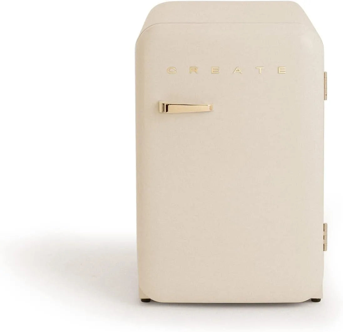 Koelkast, 83,5 cm, CREATE Retro 83,5 goud, gebroken witte, gouden handgreep/minibar