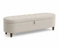 Banco de dormitorio rectangular con almacenaje tapizado en bouclé beige MDF patas de madera maciza 120 x 40 x 46 cm