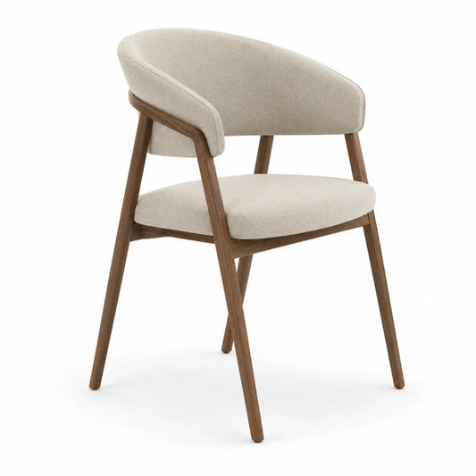 Silla de comedor tapizada beige con estructura de madera natural 52 x 55 x 82 cm