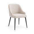 Silla de comedor tapizada en tejido beige con patas metálicas negras 55 x 58 x 84 cm
