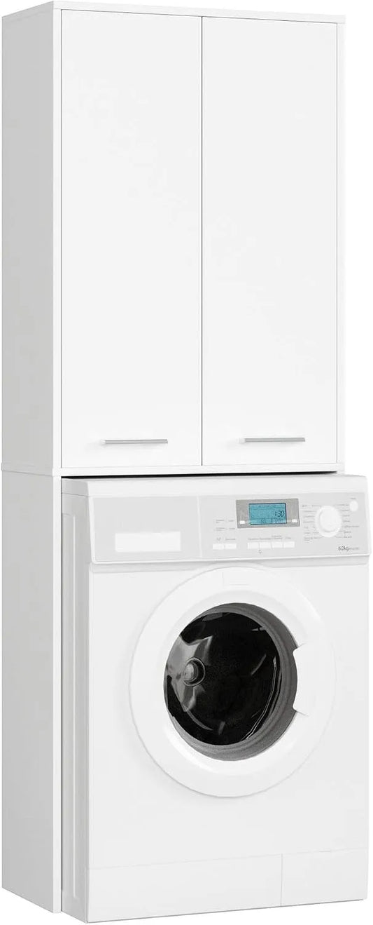 B64 H180 wasmachine-opbergrek, AKORD Wasmachinekasten FIN 180, Transformatiekast met opbergvak 2 deuren en 4 legplanken