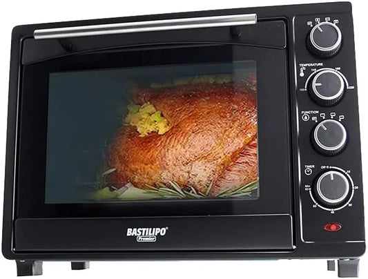 Bastilipo Siena Black Elektrische tafeloven met conventie en rustiek, 1600 W, stille werking