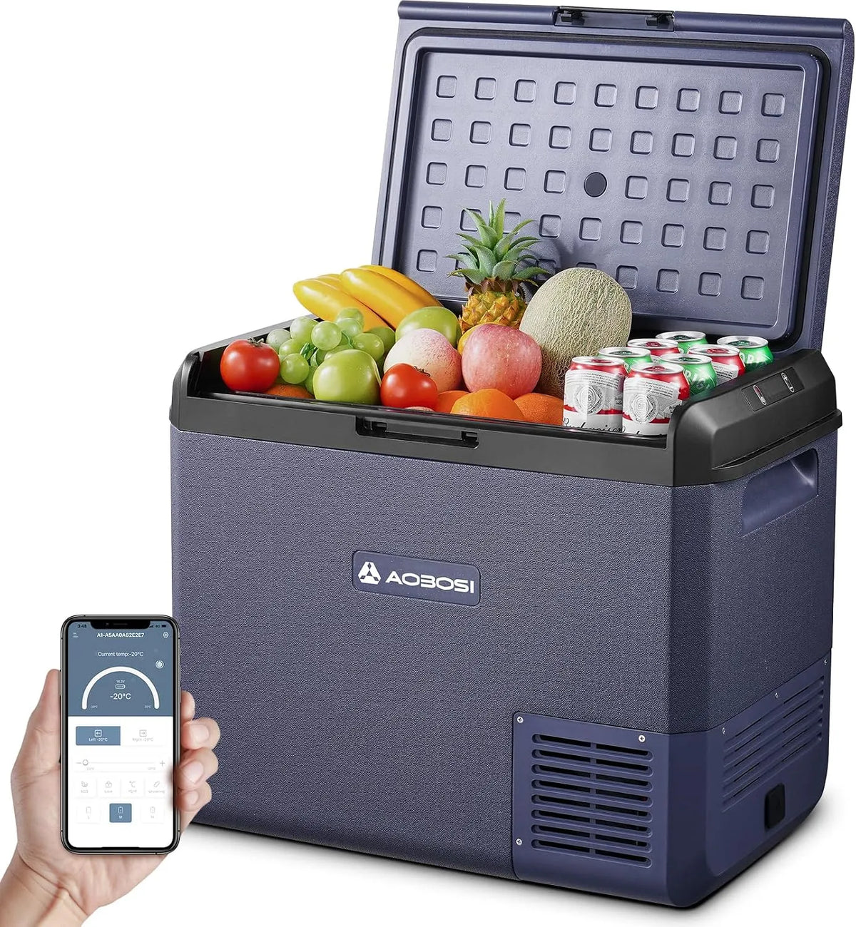 AAOBOSI compressorkoelbox, Koelboxer 60L: Camping Koelkast 12v 240v, -20°C tot 20°C Compressor 12v Koelvriescombinatie voor Camper