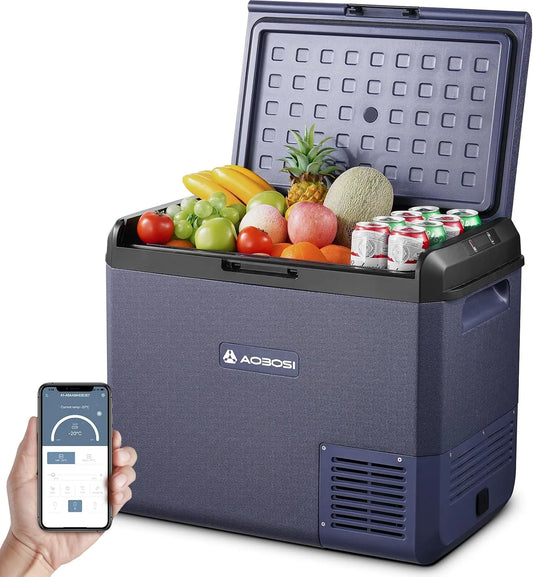 AAOBOSI compressorkoelbox, Koelboxer 60L: Camping Koelkast 12v 240v, -20°C tot 20°C Compressor 12v Koelvriescombinatie voor Camper