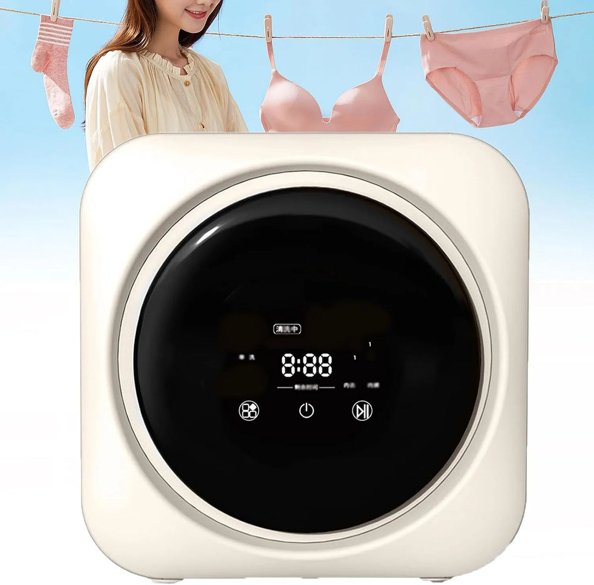 Was-droogcombinatie, 3,5 l, automatische werking, Aan de muur gemonteerde wasmachine, 3,5 l volautomatische mini-wasmachine en centrifuge