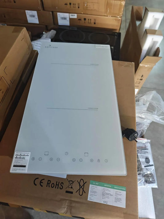 Inductiekookplaat, 2 platen met stekker wit, DELITEER kookplaat Autark, elektronisch geregelde inductiezones