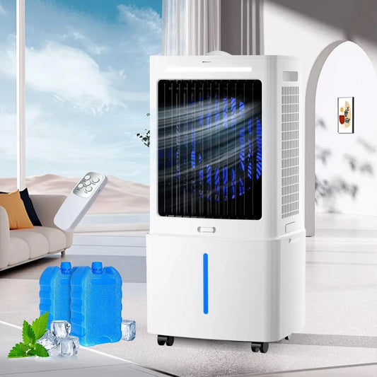 Airconditioner, draadloos gebruik, Luchtkoeler 25L 4-in-1 Grote Mobiele Airco Zonder Afvoerslang met Afstandsbediening, Bevochtiger met 2 Koelaccu's