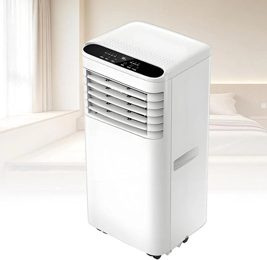 7000BTU airconditioner, timer, Mobiele 4-in-1 AC Unit met Afstandsbediening, Timer en Wieltjes voor Slaapkamer, Ruiterset Inbegrepen