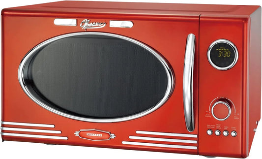 Magnetron, MELISSA 16330129 Retro, 23 liter ovenruimte, design met grill/rood metaal