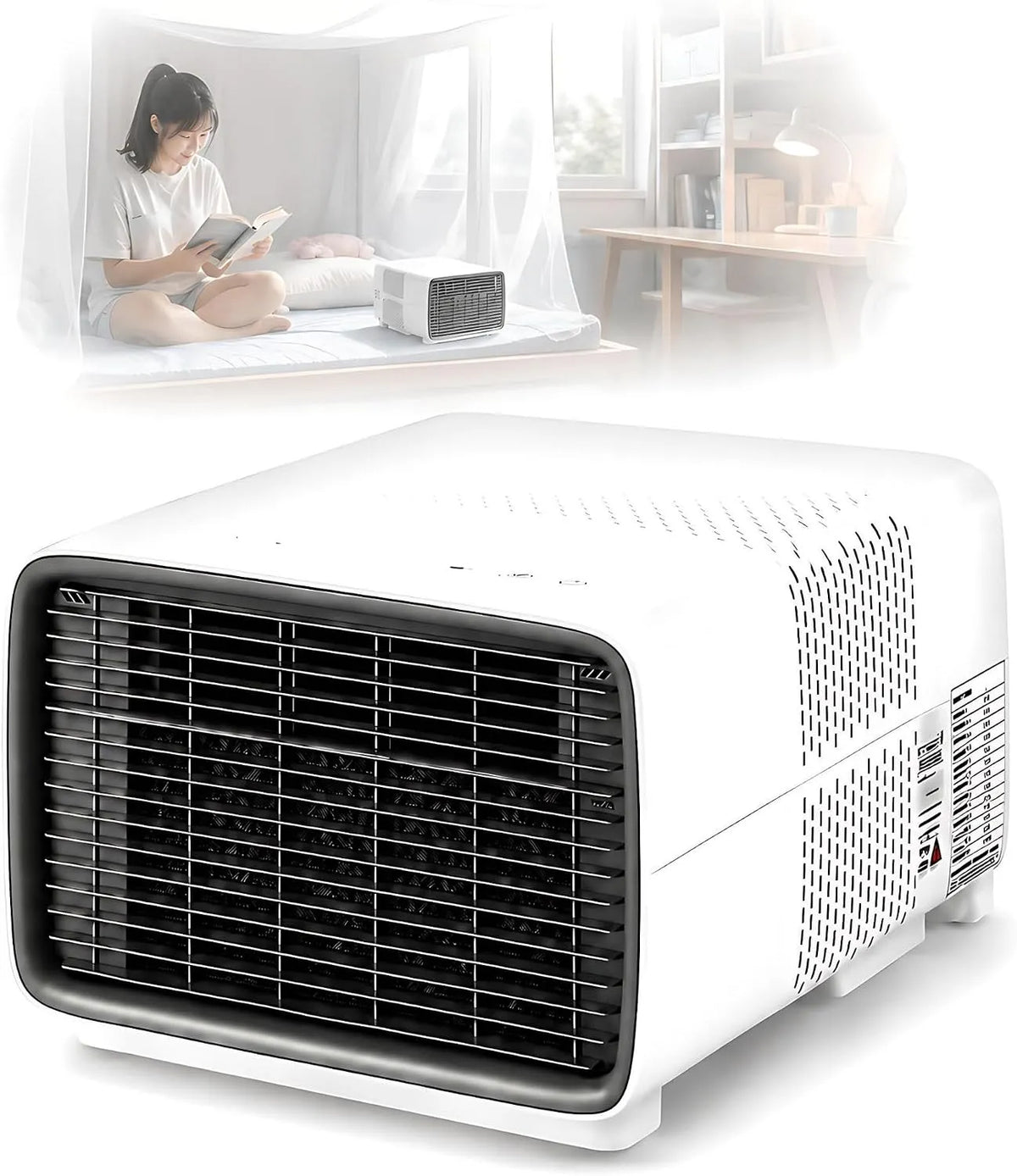 Airconditioner, 2700 BTU, 45 dB, stille werking, Stille draagbare & mini-airco, 2700 BTU echte compressor met 45 dB slaapstand, voor campers