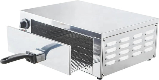 Pizzaoven, 1400 W, Commerciële, 16' pizzamachine met één deklaag, 1400 W roestvrijstalen elektrische oven, instelbare temperatuur en timing