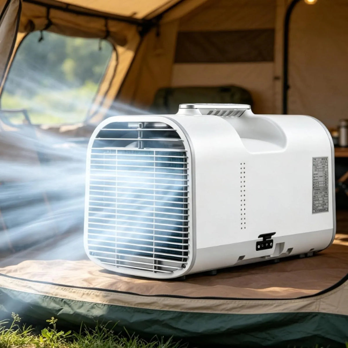 Airconditioner, 1500W, automatische werking, stille werking, Draagbare voor kamperen en reizen, 4-in-1 stille slaapunit, geen afvoerontwerp
