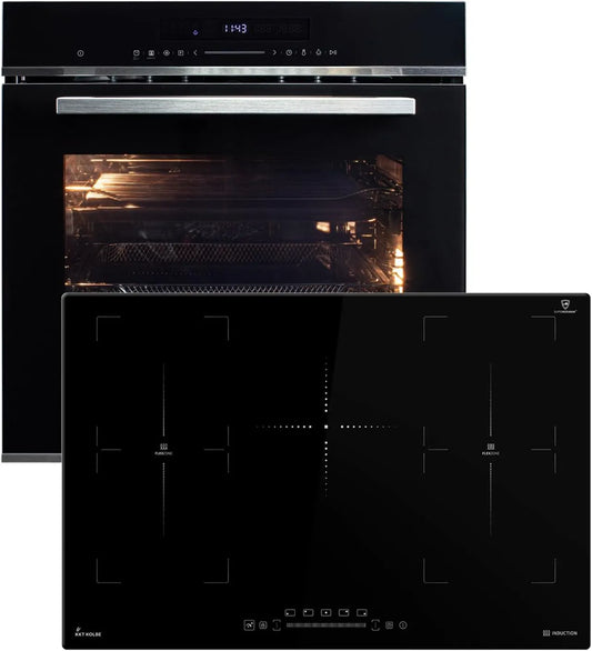 EB8017ED IH87705FZ elektrische oven, timer, automatische werking, Fornuis: 60cm Inbouw oven + 77cm Inductie kookplaat, Pizza functie, Hete lucht