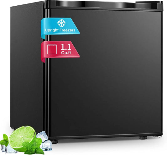Vriezer, omkeerbare deur, FOHERE Compacte rechtopstaande, mini- met omkeerbare deur en 7 instelbare temperaturen