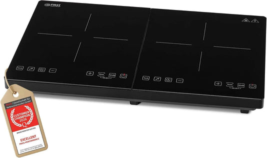 Inductiekookplaat, 3500W, 260 mm, timer, TZS First Austria, Dubbele 3500W, Digitaal Kookveld met Touch-Sensor, Timer & Oververhittingsbeveiliging