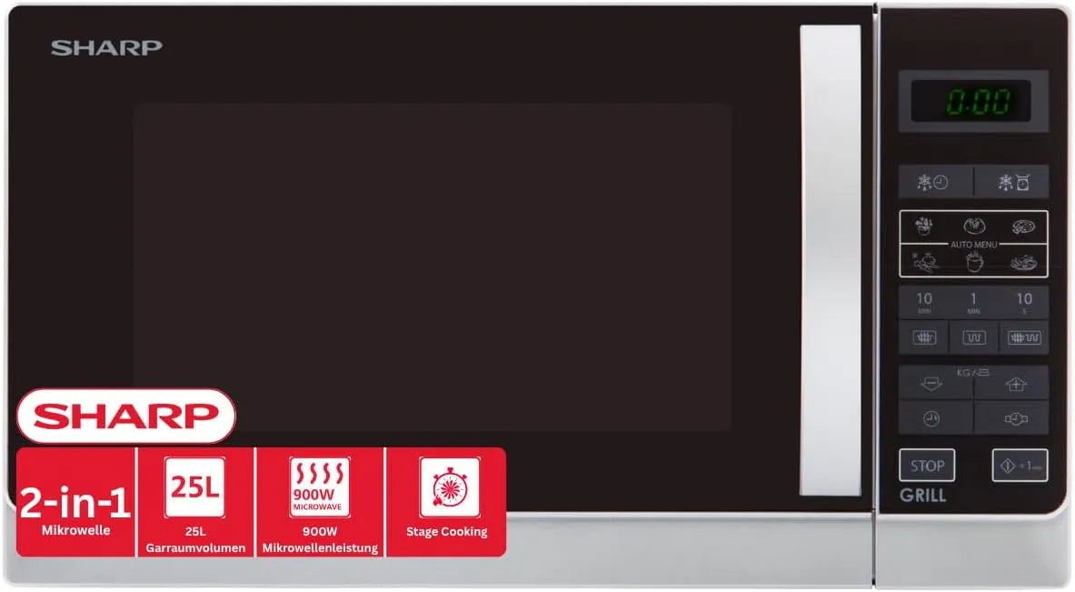 Sharp R-742WW magnetron, grill, opwarmen en ontdooien met vermogensstanden