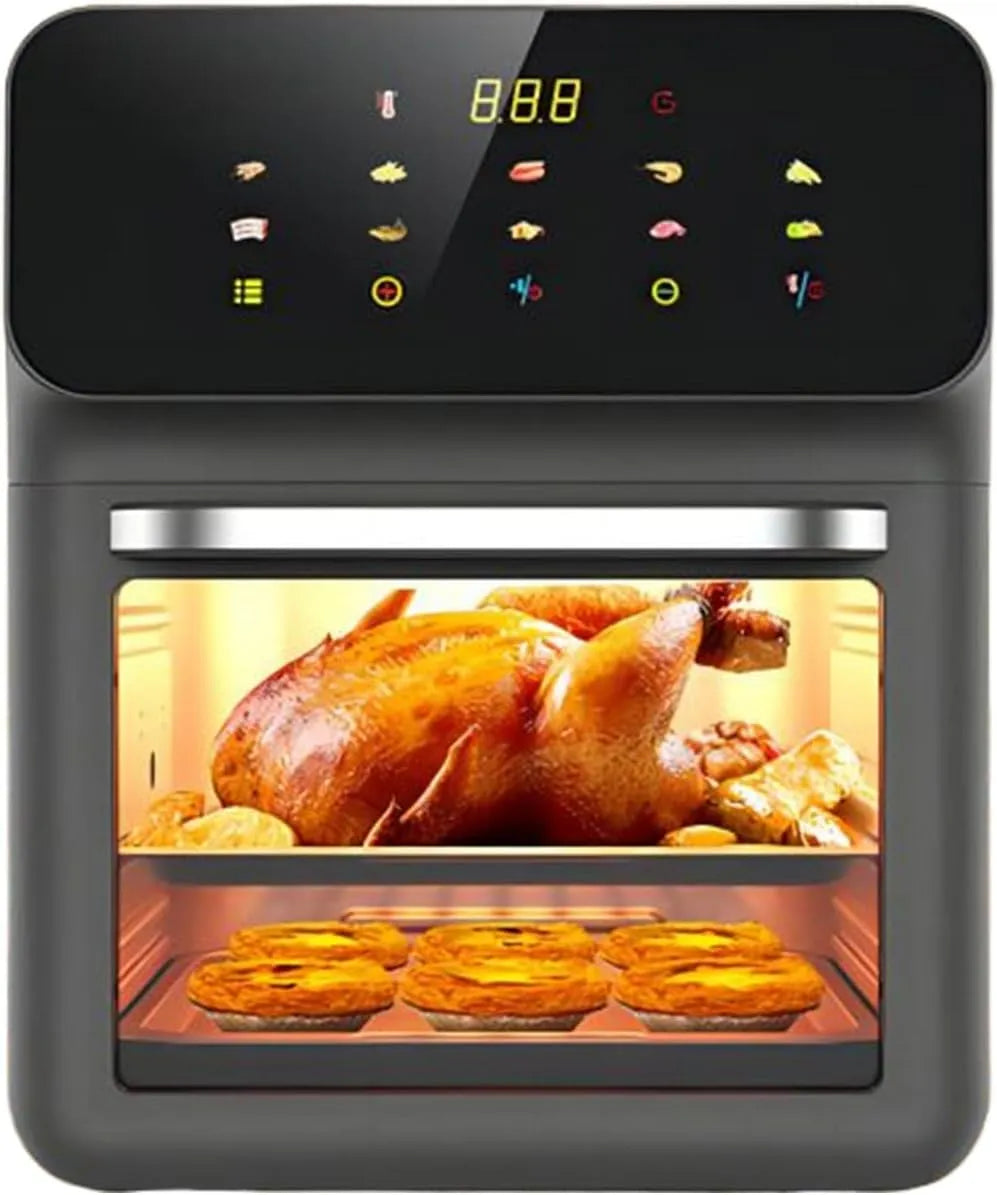 Airfryer, heteluchtfunctie, Heteluchtfriteuse Oven Familieformaat 2 Bakroosters 0°C–200°C Bereiding
