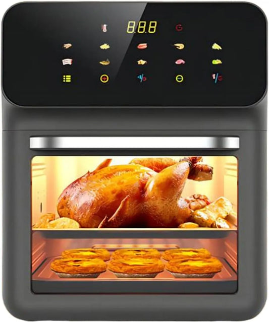 Airfryer, heteluchtfunctie, Heteluchtfriteuse Oven Familieformaat 2 Bakroosters 0°C–200°C Bereiding