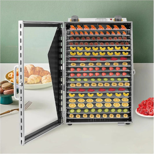 Voedseldroger, met 18 verwijderbare trays, Commerciële, Instelbare temperatuurregeling, Gedehydrateerde droger voor groente, gedroogd vlees